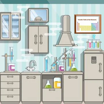 Interior chemical laboratory. Stock Illustration
