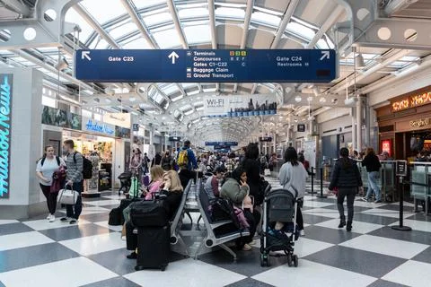 Interior of Chicago O'Hare Airport Stock Photos