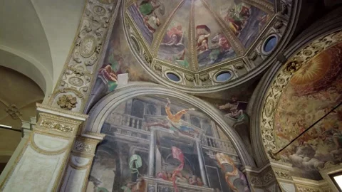 The interior of the Chiesa Parrocchiale di San Marco (Eng.: Church of St. Mark). Stock Footage 313375549
