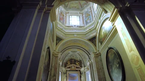 The interior of the Chiesa Parrocchiale di San Marco (Eng.: Church of St. Mark). Stock Footage 313375726