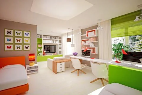 Interior children's bedroom Stock Illustration