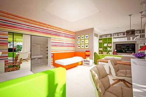 Interior children's bedroom Stock Illustration