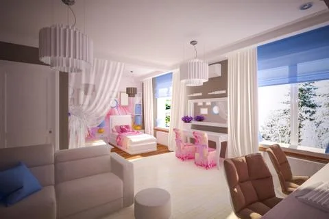 Interior children's bedroom Stock Illustration