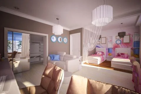 Interior children's bedroom Stock Illustration