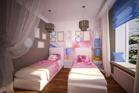 Interior children's bedroom Stock Illustration