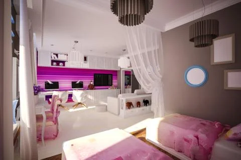 Interior children's bedroom Stock Illustration