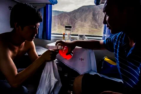 Interior of a Chinese train Stock Photos