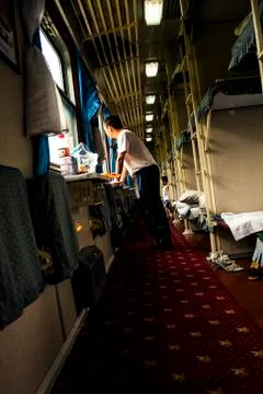 Interior of a Chinese train Stock Photos