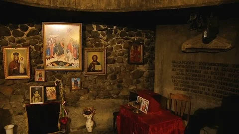 Interior of Church of Saint Petka in Sofia, Bulgaria, holy images of saints Stock-Footage 84079165