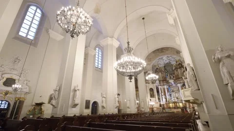 Interior of The Church of St. Johns in Vilnius, Lithuania Stock Footage 329180915