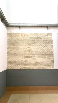 Interior of Cirebon Station, West Java, Indonesia. Colonial style white painted  Fotos de archivo