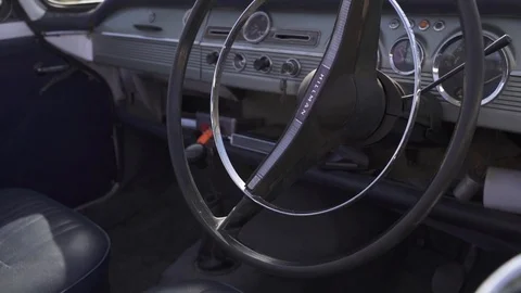 Interior of a classic open top Hillman Super Minx cabriolet Video stock 116731463