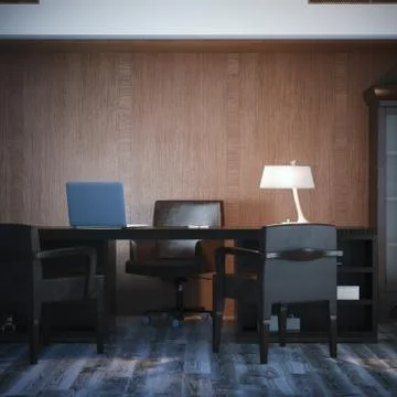 Interior with classical workplace. 3d rendering 库存插图