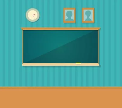 Interior of classroom with blackboard. Vector flat illustration 스톡 일러스트
