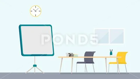 Interior of classroom with desk and blackboard Vector illustration Stock Illustration