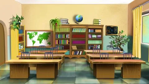 Interior of classroom. Front view Illustrazione stock