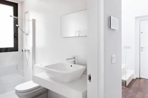 Interior of clean modern bathroom Stock Photos