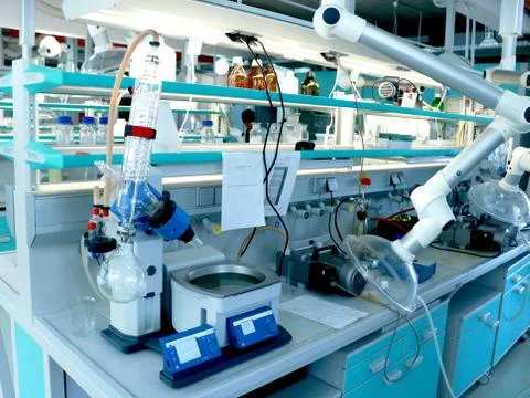 Interior of clean modern science laboratory Stock Photos