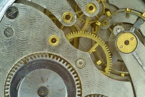 The interior of the clock mechanism Stock Photos