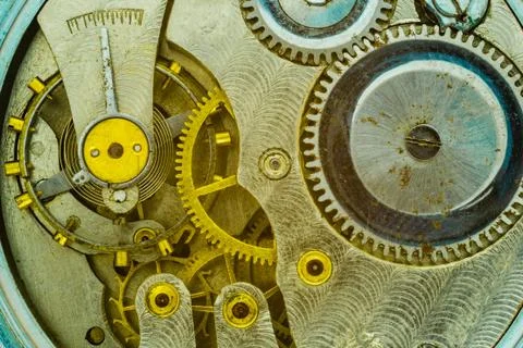 The interior of the clock mechanism Foto stock
