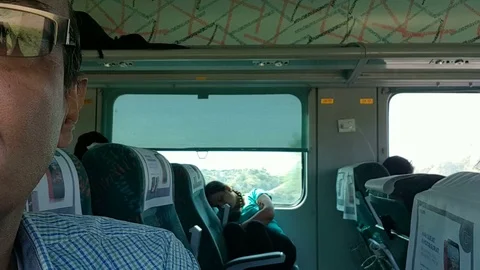 The interior of a coach of the fastest train of India Видео 96274498