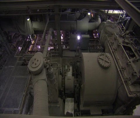 Interior coal power plant. Pan left Stock Footage 86694513