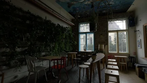 Interior of a coffeehouse Stock Footage 100855782