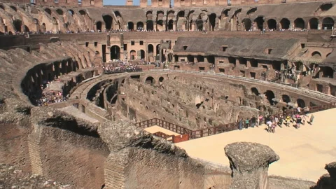 The interior of the Colosseum in Rome Stock Footage 155285581
