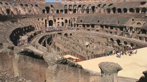 The interior of the Colosseum in Rome Stock Footage 155293689