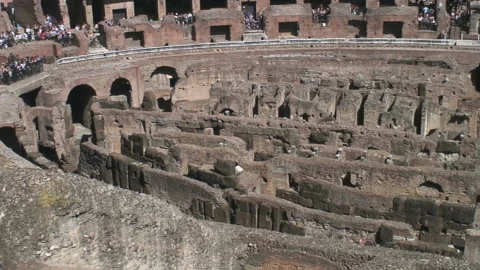 The interior of the Colosseum in Rome Stock Footage 155294775