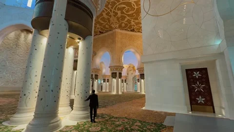 Interior Columns Sheikh Zayed Grand Mosque 1 Stock Footage 327468349