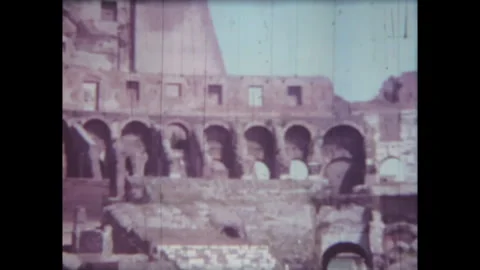 Interior of Colusium in Rome circa 1965 - home movie 8MM Stock Footage 261783576