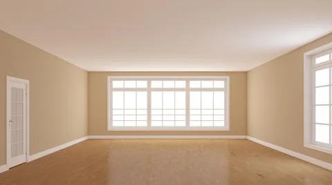 Interior Concept of the Empty Room with Light Parquet Floor, Beige Walls Stock-Illustration
