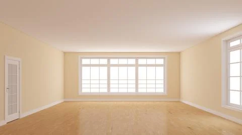 Interior Concept of the Empty Room with Light Parquet Floor, Beige Walls Stock Illustration