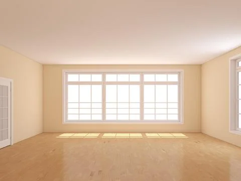 Interior Concept of the Empty Room with Parquet and Beige Walls Stock Illustration
