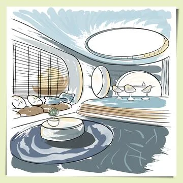 The interior concept of a lounge with a bar. Stock Illustration