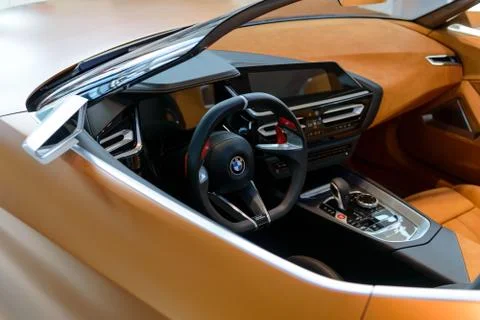 Interior of concept the third generation BMW Z4 convertible sportscar 스톡 사진
