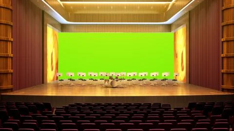Interior of concert hall 3d render image green screen イラスト素材