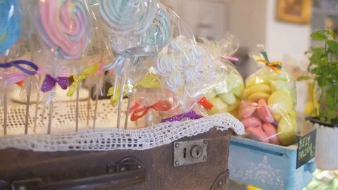 Interior Of The Confectionery - decorations on display. Stock Footage 86604831