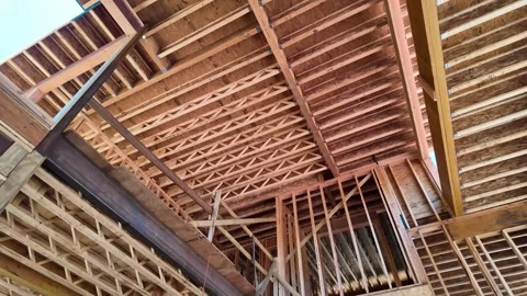 Interior Construction Progress of a New Building in Clear Weather Conditions Stock Footage 280217995