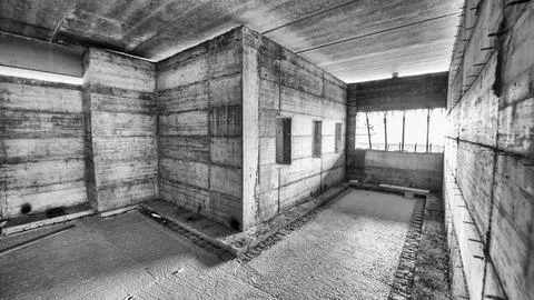 Interior of a construction site, large empty room Stock Photos