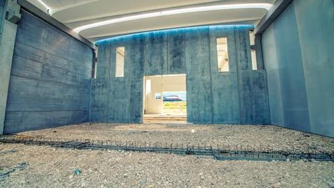 Interior of a construction site, large empty room Stock Photos