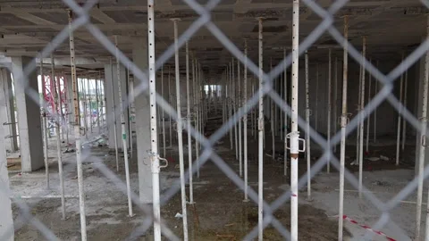 Interior construction site with support columns in Madrid Stock-Footage 334115851