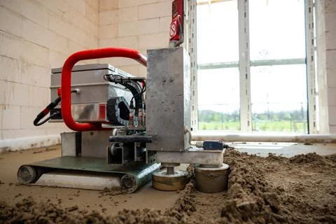 Interior Construction Site with Underfloor Heating Installation Stock Photos