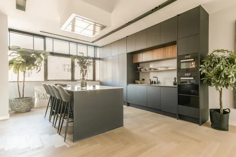 Interior of contemporary spacious kitchen Fotos de archivo