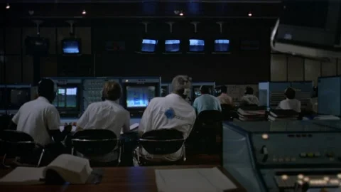 Interior control room/command center for space flight Stock Footage 163171298