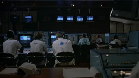 Interior control room/command center for space flight Stock Footage 163171301