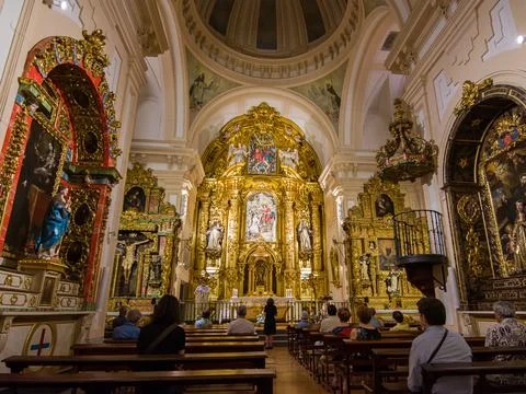 Interior of the Convent de las Trinitarias Descalzas, where is the burial of  Stock Photos