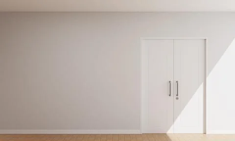 Interior Copy Space Background With Double Wood Door 3D Render Illustration Stock Illustration