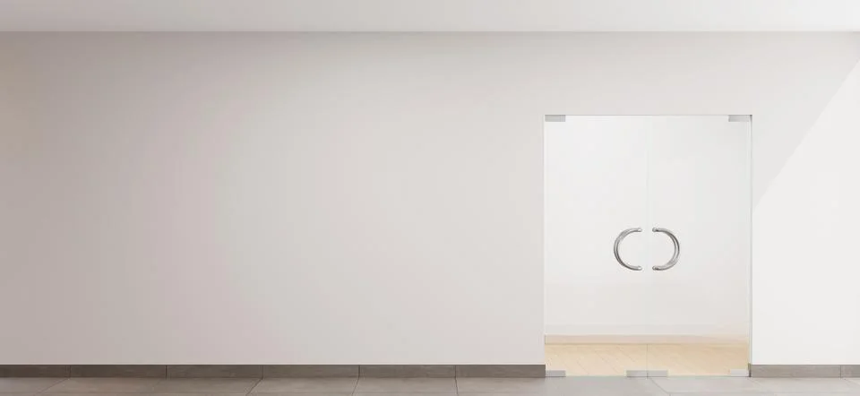 Interior Copy Space Background With Double Frameless Glass Door 3D Render I.. Stock Illustration